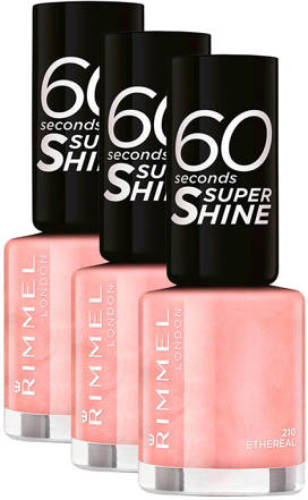 Rimmel London 60 seconds supershine nagellak - 210 Etheral - 3 stuks voordeelverpakking