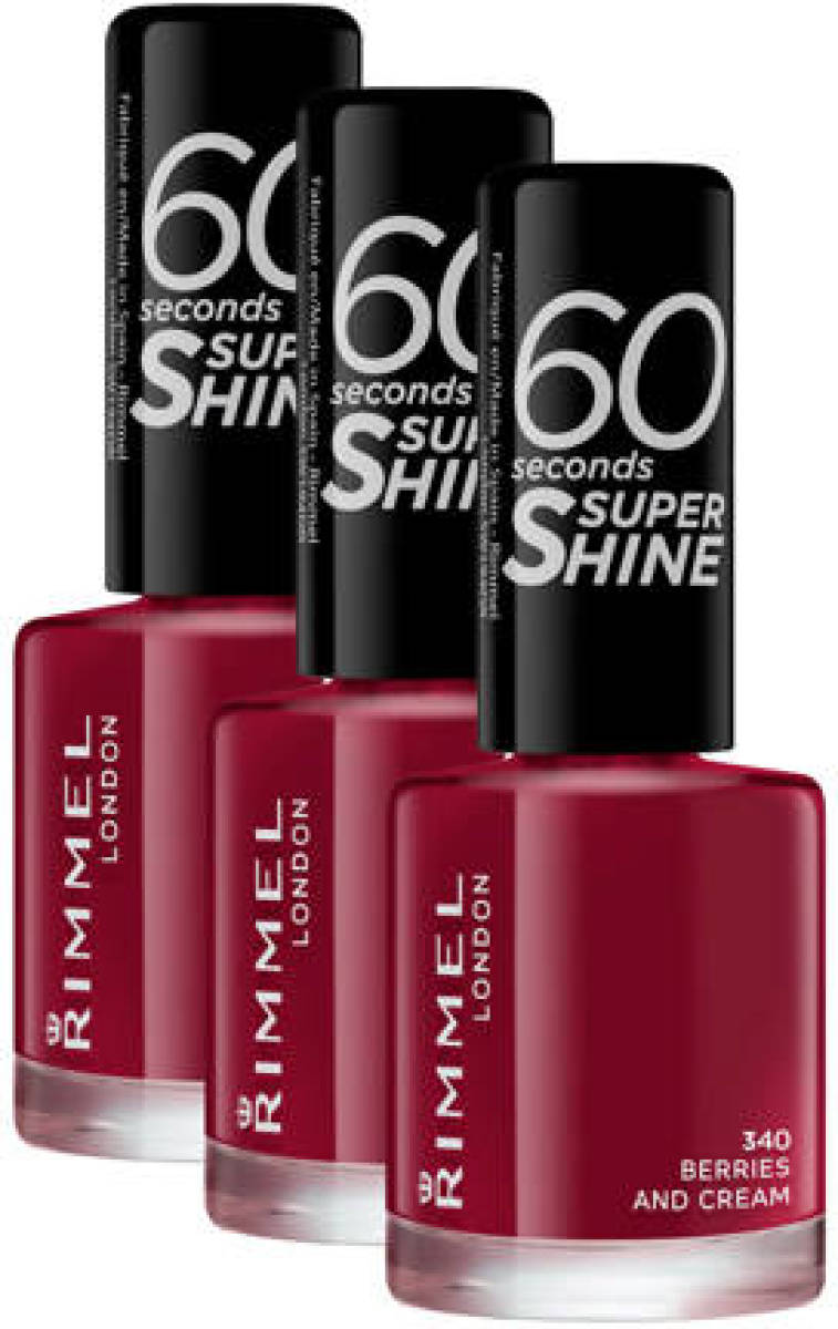 Rimmel London 60 seconds supershine nagellak - 340 Berries And Cream - 3 stuks voordeelverpakking
