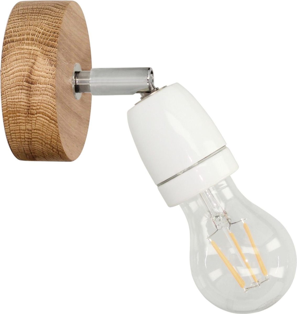 BRITOP LIGHTING Wandlamp PORCIA WOOD Retrodesign met porselein en eikenhout, flexibel instelbaar, natuurproduct van hout, Made in Europe