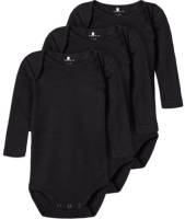 NAME IT BABY romper NBNBODY - set van 3 zwart