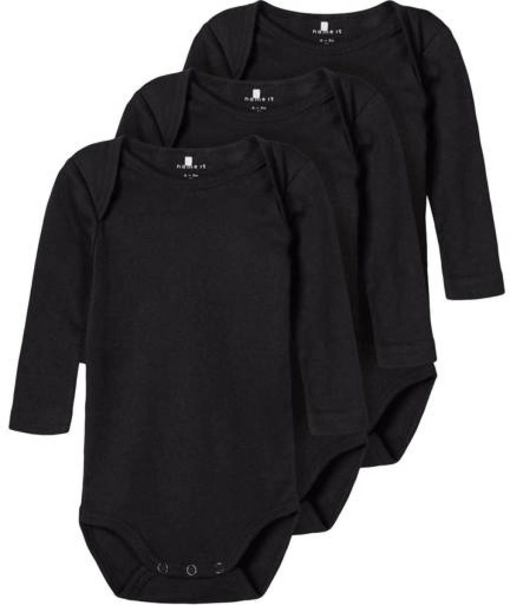 NAME IT BABY romper NBNBODY - set van 3 zwart