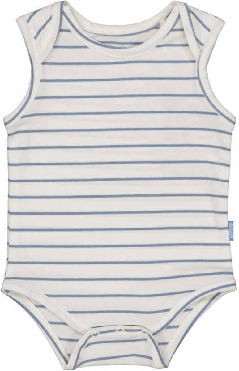 Quapi gestreepte newborn romper Pieter wit/blauw