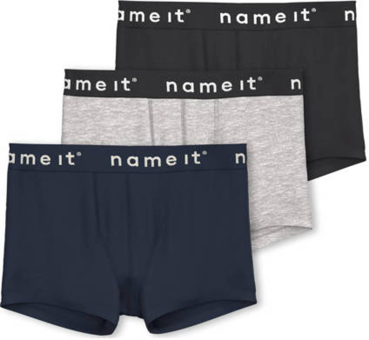 NAME IT KIDS boxershort NKMBOXER - set van 3 donkerblauw/grijs melange/zwart