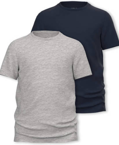 NAME IT KIDS T-shirt - set van 2 grijs melange/donkerblauw