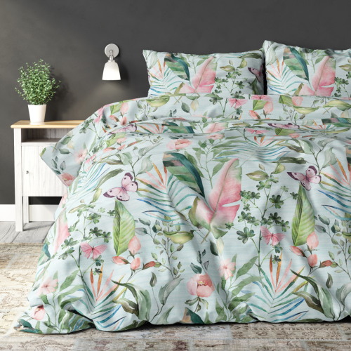 Sleeptime Elegance Mika - Green 1-persoons (140 x 220 cm + 1 kussensloop) Dekbedovertrek