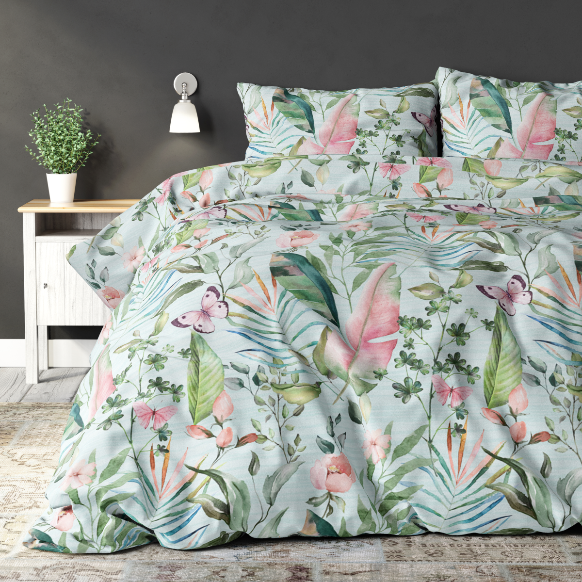 Sleeptime Elegance Mika - Green 1-persoons (140 x 220 cm + 1 kussensloop) Dekbedovertrek