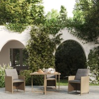 VidaXL Tuintafel 109x107x74 cm poly rattan en glas beige