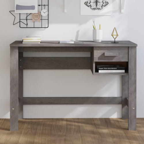 VidaXL Bureau 110x40x75 cm massief grenenhout lichtgrijs