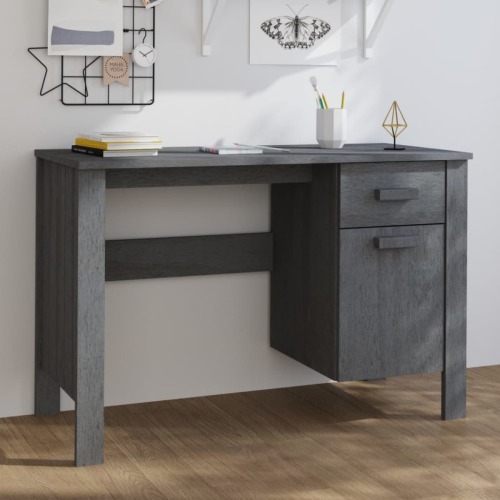 VidaXL Bureau 113x50x75 cm massief grenenhout donkergrijs