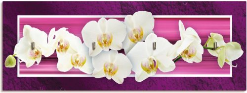Artland Sleutelbord Orchideeën van hout met 4 sleutelhaakjes – sleutelbord, sleutelborden, sleutelhouder, sleutelhanger voor de hal – stijl: modern
