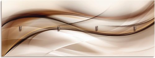 Artland Sleutelbord Bruine abstracte golf van hout met 4 sleutelhaakjes – sleutelbord, sleutelborden, sleutelhouder, sleutelhanger voor de hal – stijl: modern