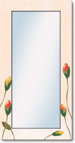 Artland Sierspiegel Veelkleurige klaprozen ingelijste spiegel voor het hele lichaam met motiefrand, geschikt voor kleine, smalle hal, halspiegel, mirror spiegel omrand om op te hangen