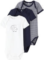 NAME IT BABY romper NBNBODY - set van 3 wit/donkerblauw