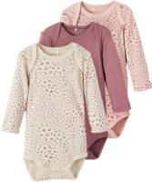 NAME IT BABY romper NBFBODY - set van 3 ecru/oudroze/paars