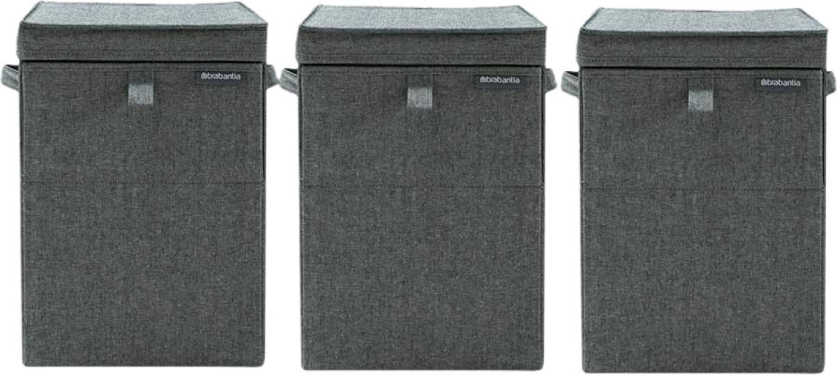 Brabantia wasboxen 35 liter:Triple Pack Pepper Black