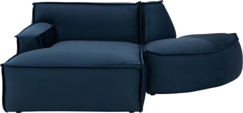 Goossens Hoekbank Jim Velours blauw, stof, urban industrieel met chaise longue links