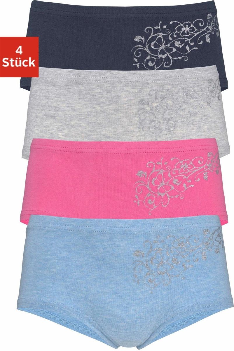 PETITE FLEUR Hipster met glitterprint (4 stuks)