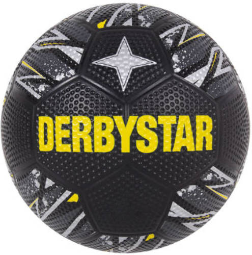 Derbystar voetbal straat zwart/silver/geel maat 5