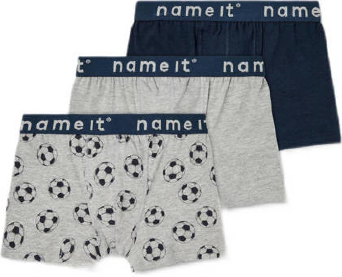 NAME IT KIDS boxershort NKMBOXER - set van 3 grijs melange/donkerblauw