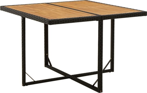 VidaXL Tuintafel 109x107x74 cm poly rattan en massief acaciahout zwart