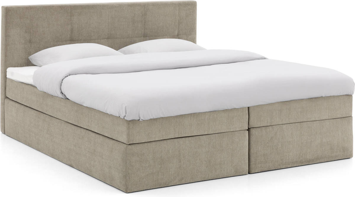 Goossens Basic Boxspring Compleet Rud, Vlak 160 x 200 cm (=2x 80 x 200 cm) met hoofdbord, 2 x matras, 1 x topper