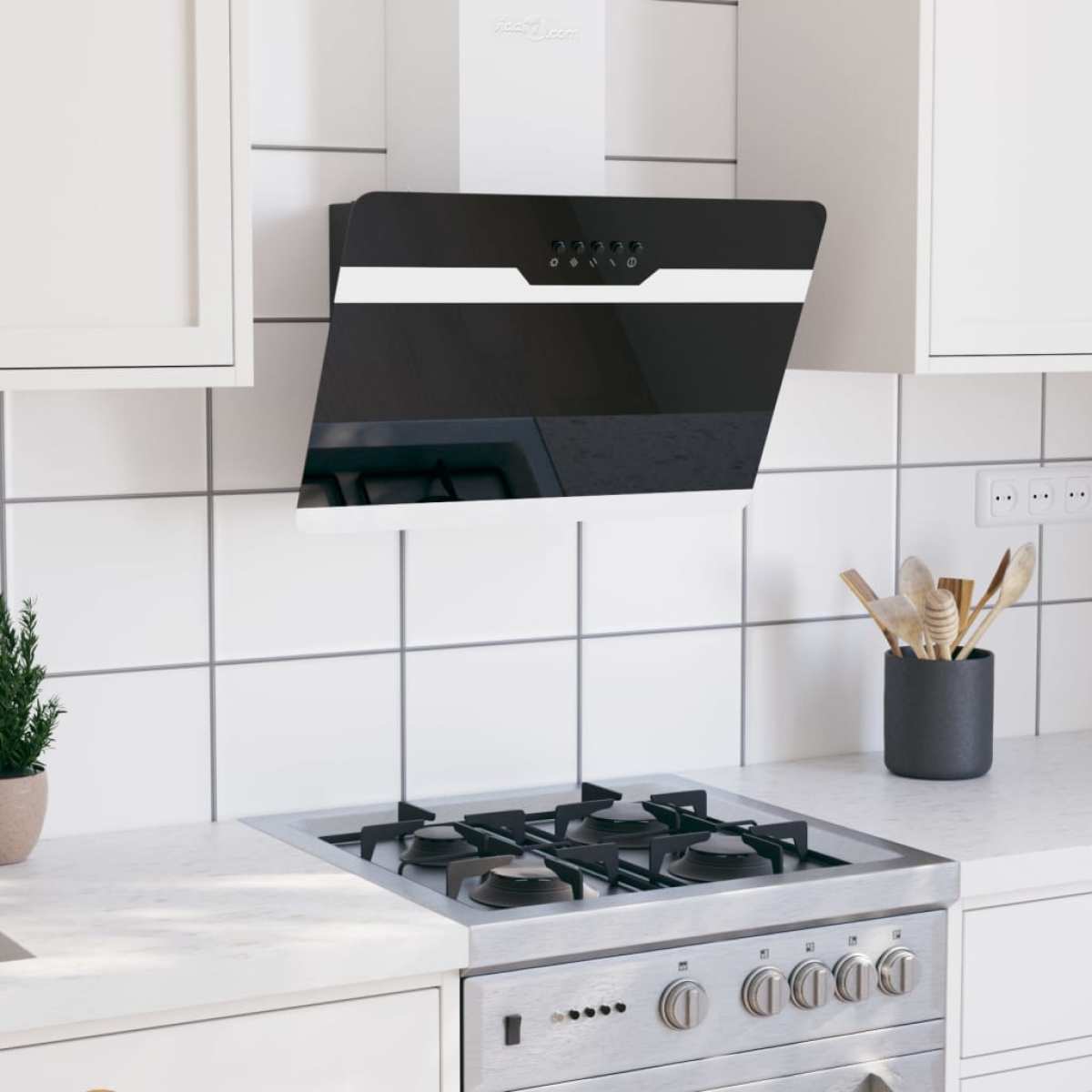 VidaXL Wandafzuigkap 60 cm staal en gehard glas zwart