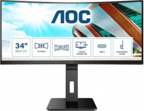 AOC CU34P2C computer monitor 86,4 cm (34 ) 3440 x 1440 Pixels UltraWide Quad HD LED Zwart