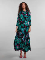 Y.A.S maxi blousejurk YASSAVANNA met bladprint zwart/ turquoise
