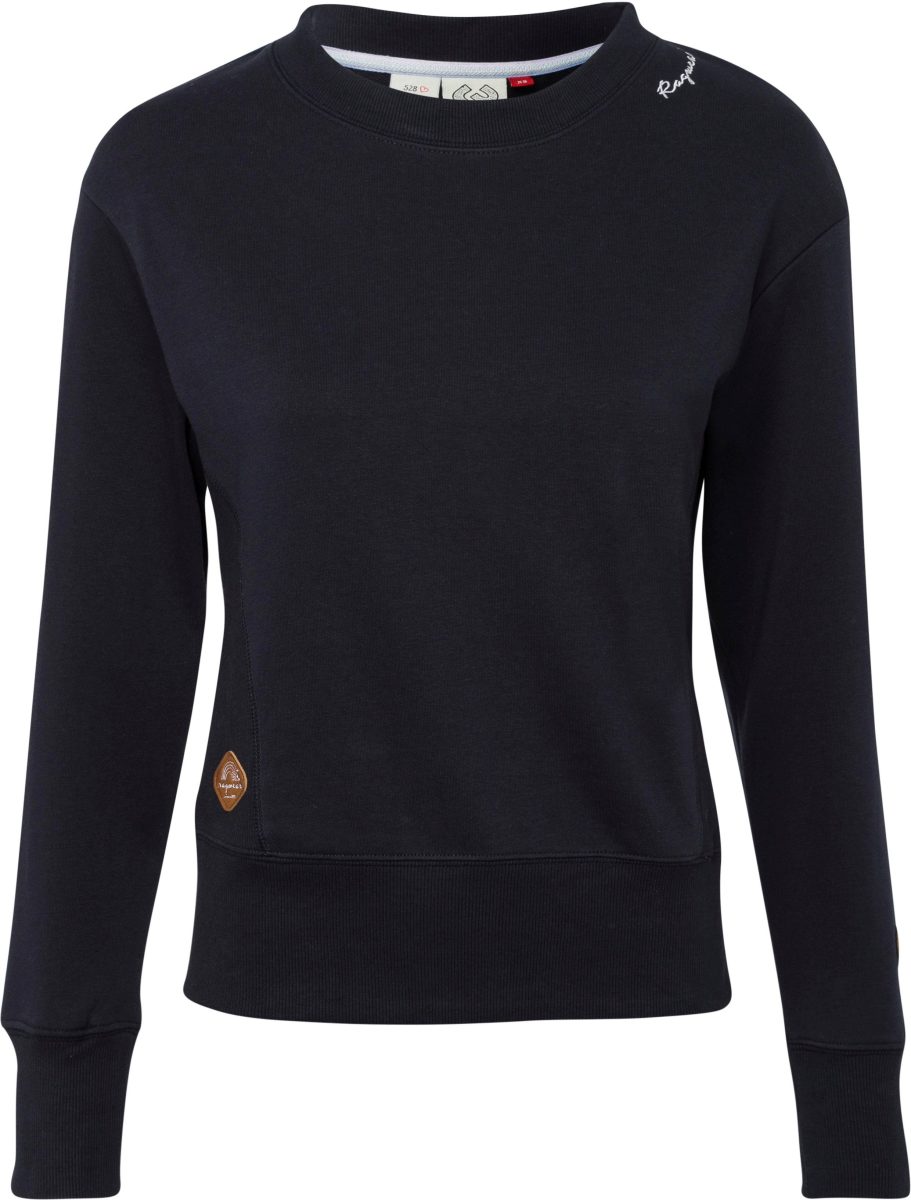 Ragwear Sweater AZALLEA Crewneck met sierknoop-beleg in natuurlijke hout-look