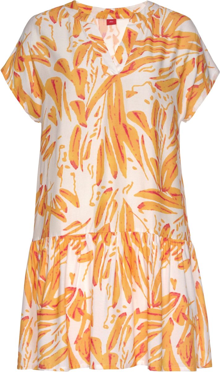 s.Oliver RED LABEL Beachwear Blousejurkje met volant aan de rok