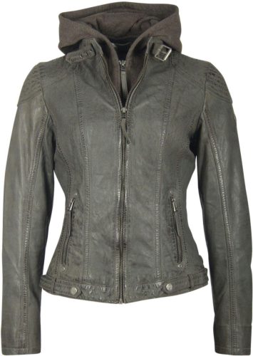 Gipsy Leren jack Casey met een afneembare capuchon-sweatinzet & luxueuze biker-details