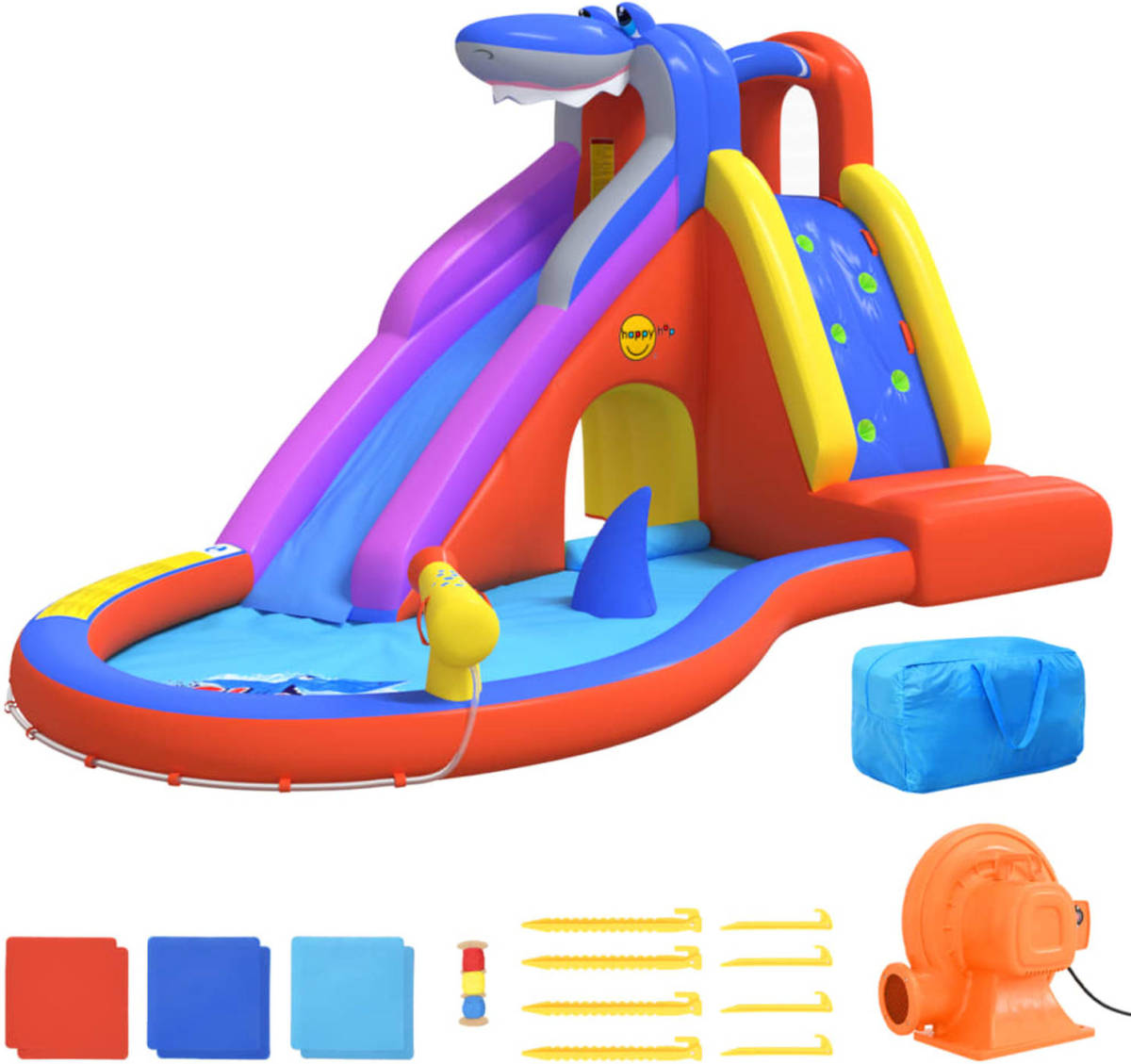 Happy Hop Glijbaan met plonsbad opblaasbaar 450x320x240 cm PVC