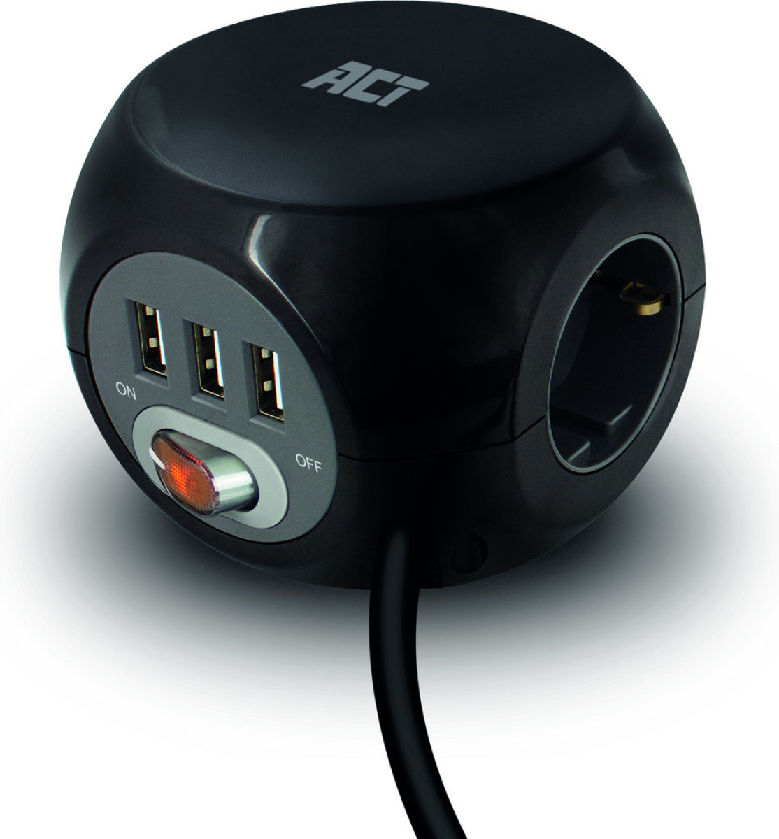 ACT Stekkerdoos met 3 USB-A-poorten 1,5m