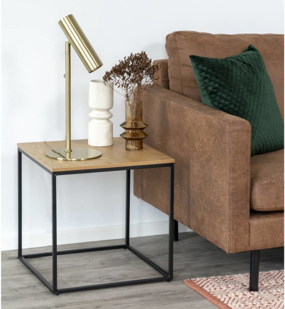 House Nordic Bijzettafel Avery eikenkleurig en zwart