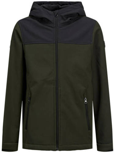 Jack & Jones JUNIOR softshell jas JJEMARVIN donkergroen/zwart