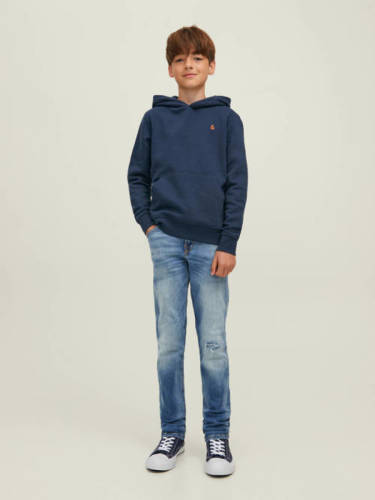 Jack & Jones JUNIOR hoodie JJESTAR met tekst donkerblauw