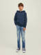 Jack & Jones JUNIOR hoodie JJESTAR met tekst donkerblauw