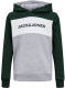 Jack & Jones JUNIOR hoodie JJELOGO met logo donkergroen/wit/grijs melange