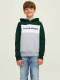 Jack & Jones JUNIOR hoodie JJELOGO met logo donkergroen/wit/grijs melange