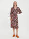 VERO MODA jurk VMJAWI met all over print en ceintuur roze/zwart