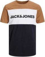 Jack & Jones ESSENTIALS slim fit T-shirt JJELOGO BLOCKING met printopdruk rubber