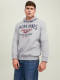 JACK & JONES PLUS SIZE hoodie JJELOGO Plus Size met logo light grey melange