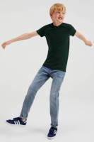 WE Fashion basic T-shirt donkergroen