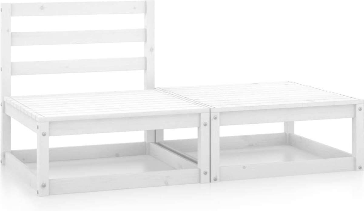 VidaXL 2-delige Loungeset massief grenenhout wit