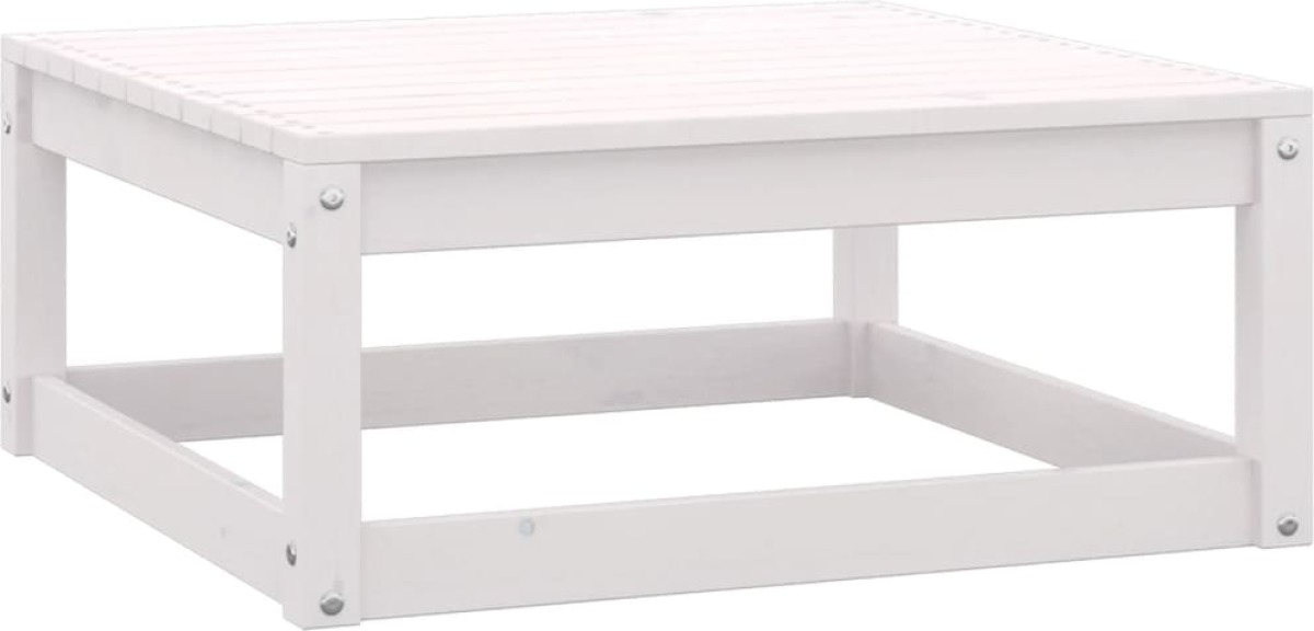 VidaXL Tuinvoetenbank 70x70x30 cm massief grenenhout wit