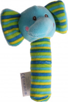 Gamberritos rammelaar olifant junior 15 cm polyester blauw/groen