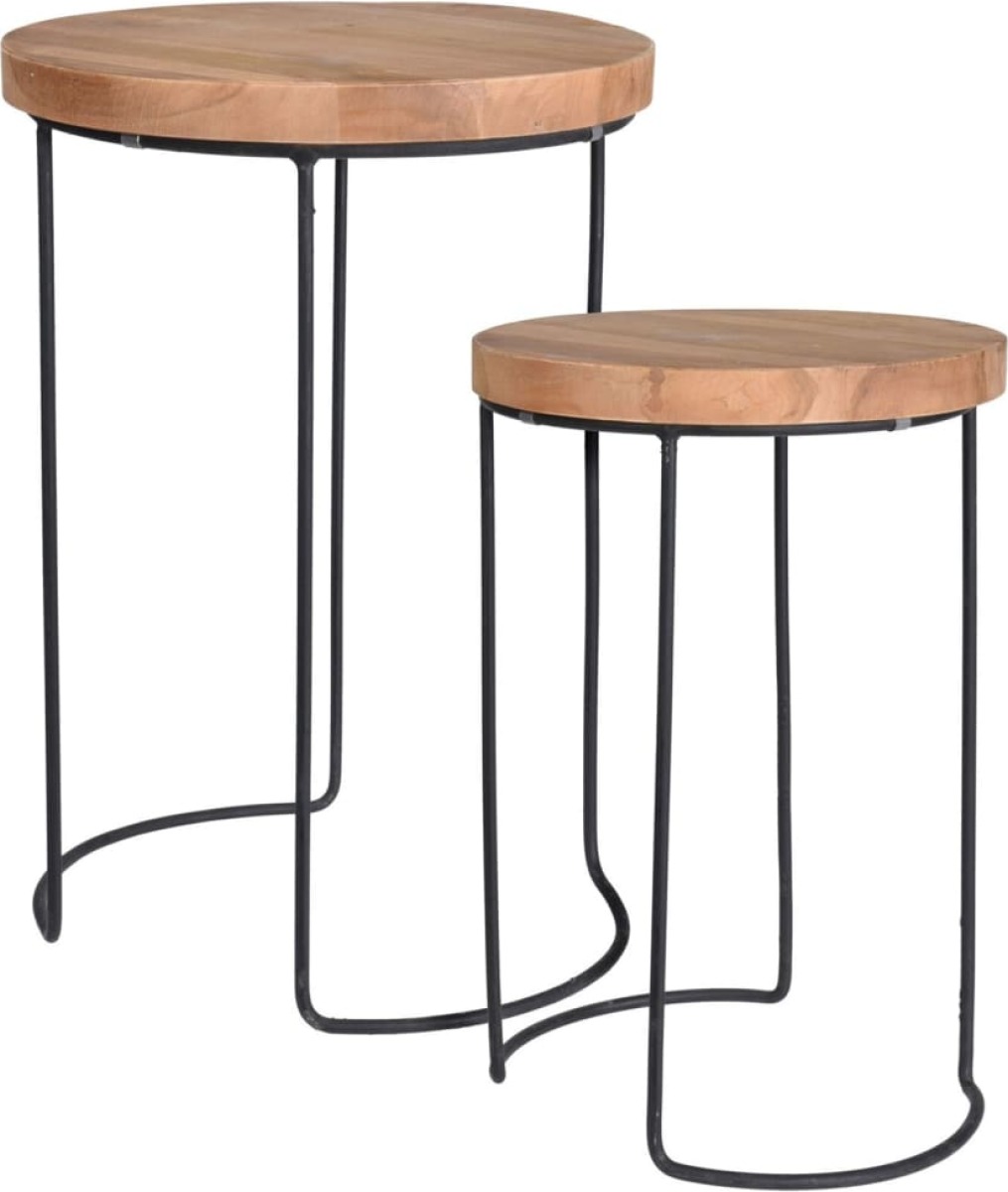 Home&Styling 2-delige Bijzettafelset teakhout