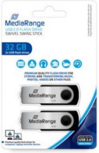 MediaRange MR911-2 USB flash drive 32 GB USB Type-A 2.0 Zwart, Zilver