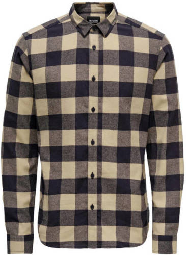ONLY & SONS geruit slim fit overhemd ONSGUDMUND dark navy