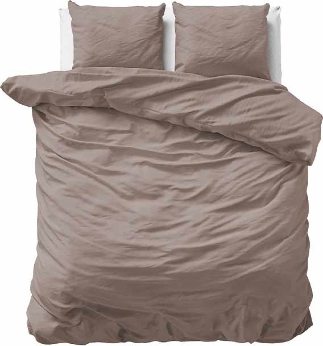 Primaviera Deluxe Uni Satijn - Taupe Lits-jumeaux (240 x 200/220 cm + 2 kussenslopen) Dekbedovertrek
